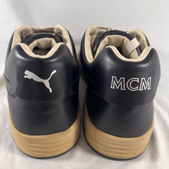 PUMA X MCM Slipstreram Low Court Black & White Leather Sneakers Made in Italy - Picture 16 of 17
